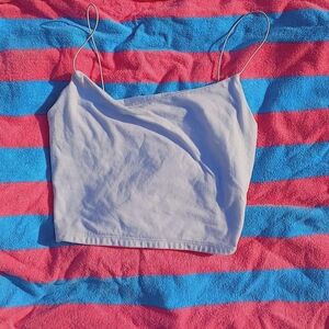 Gray and Blue Sleeveless Fitted Crop Camisole